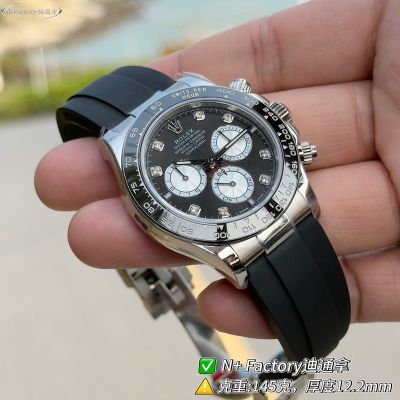 N Factory Rolex Daytona 7750/4310/4131 Movement 40mm 904L steel Luminous Black Face Silver Case Watch